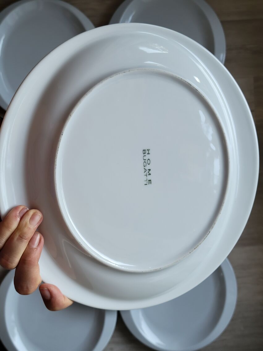 8 assiettes plates en porcelaine design, Bugatti Home | Selency
