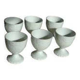 Service of 6 art deco white porcelain egg cups from Limoges