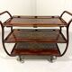Anglo-Indian teak serving trolley with brass inlays from the 1930s-1940s.