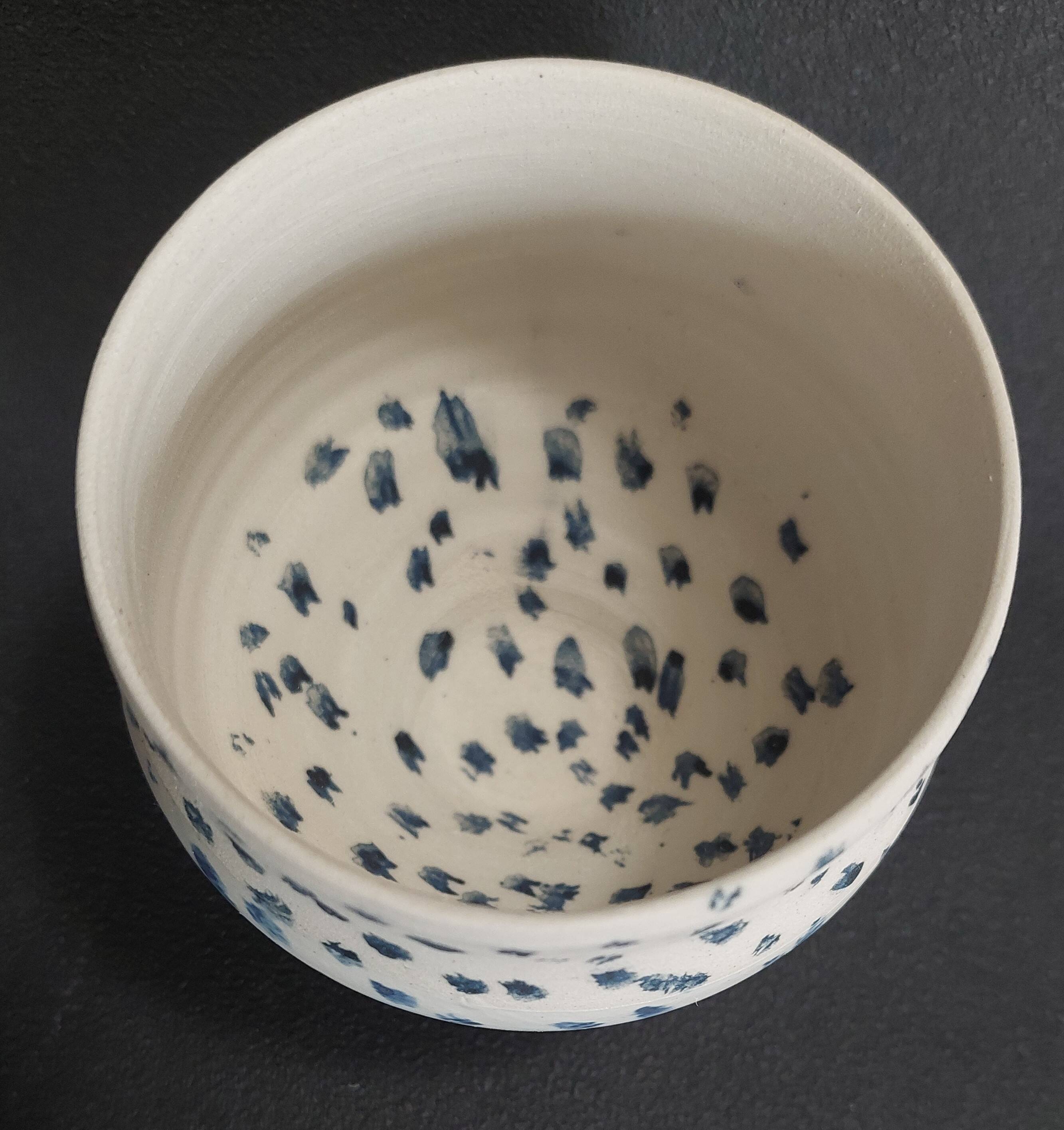 Vintage matcha bowl, stoneware, handcrafted, signature to be identified.