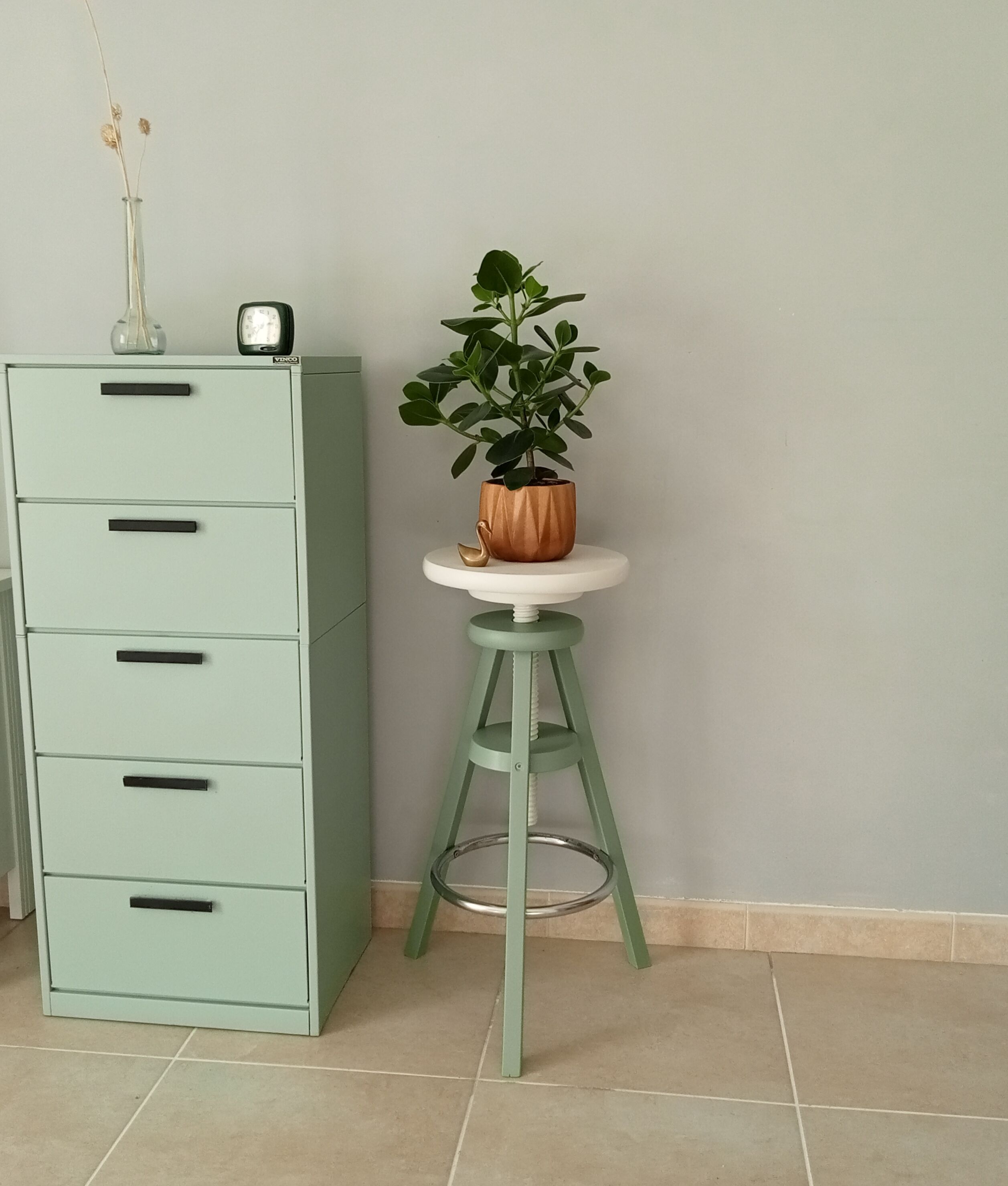 Vintage high screw stool