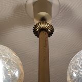 3-Globe smoky and cracked glass chandelier