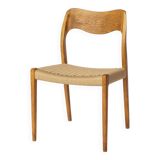 Chaise Niels Otto Møller, modèle 71, chêne danois, corde de papier neuve, années 1960