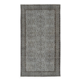 Vintage Handmade Wool Rug. Gray Turkish Area Rug for Modern Home and office