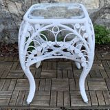 Peacock white rattan side table 1970