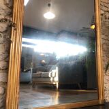 Mirror period 19th gilded with gold leaf 158.5cm / 113cm mercury ice pricked, parquet on the back.