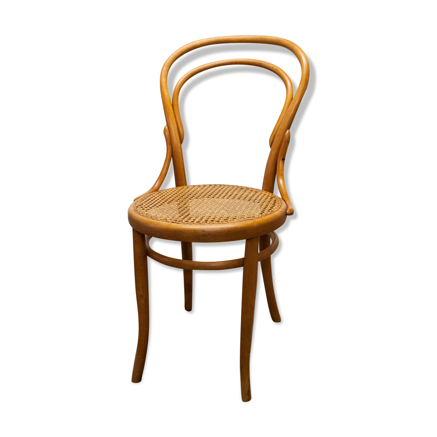 Chaise bistrot bois courbé 1980 cannage miel