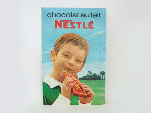 Ancienne affiche cartonnée double face Chocolat au lait Nestlé. Année 60