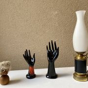 Vase ring pair of hand black ceramic vintage 80s