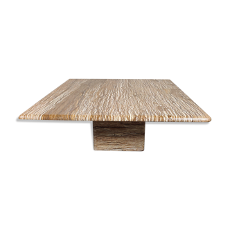 Table basse vintage italienne en travertin, années 70
