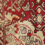Red cream floral design runner rug long handmade oriental wool carpet 130x273cm