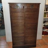Old double curtained oak filing cabinet
