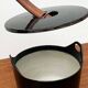 Black enamelled cast iron pot with a teak handle in mid-century style by Timo Sarpaneva for Rosenlew of Finland, 1960s.