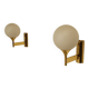 Pair of vintage wall lights in brass and glass from the 70s