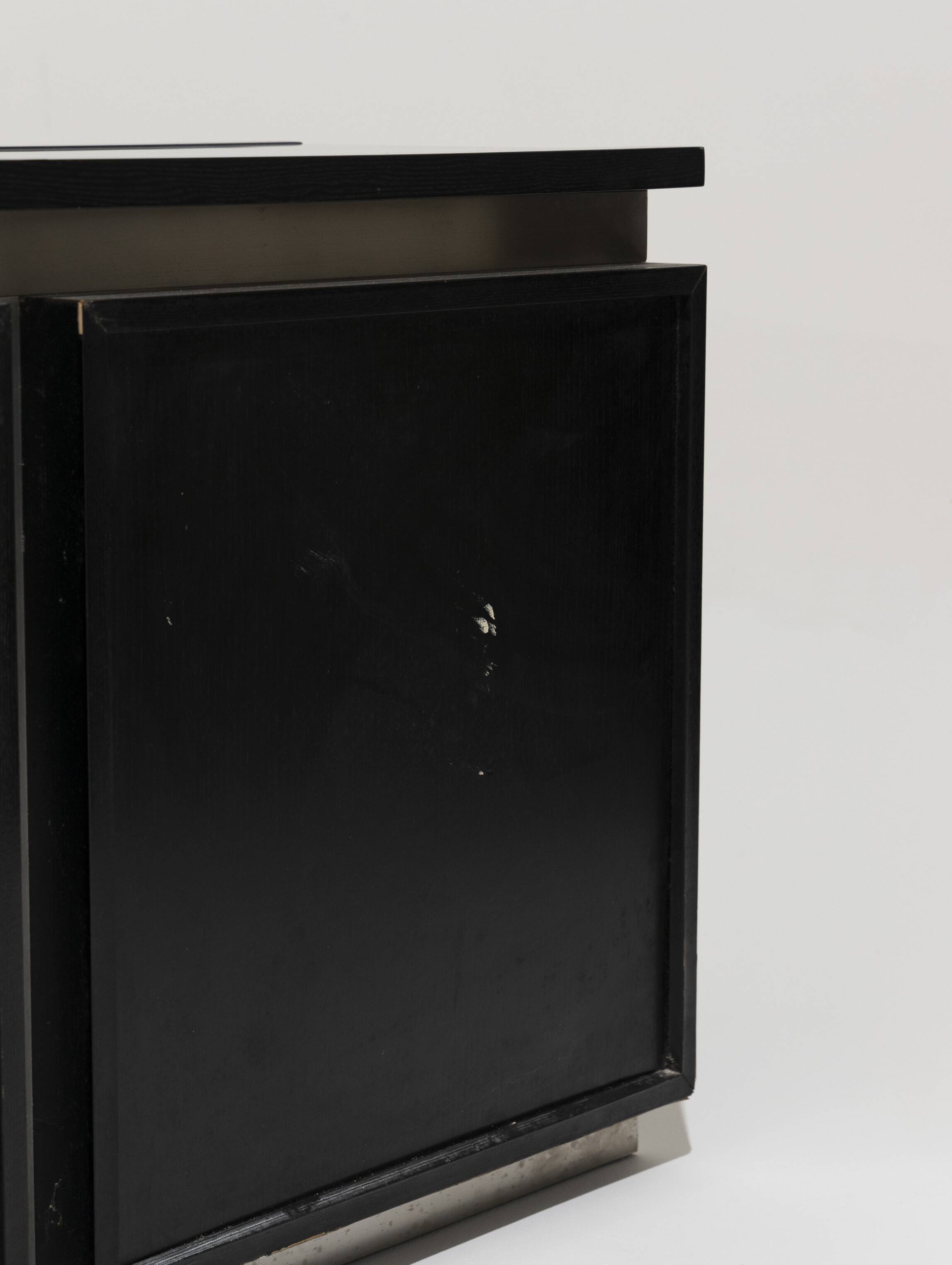 Brushed steel sideboard, lodovico acerbis, 1970s