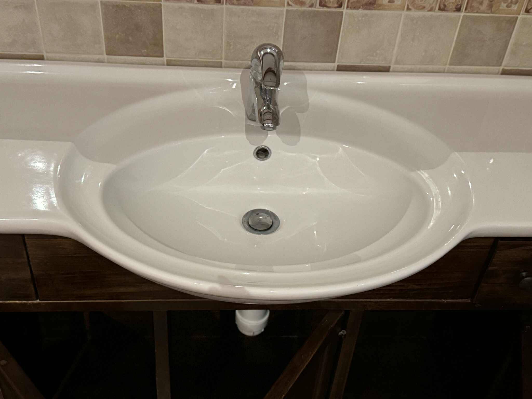 Vintage Poplar Wood Vanity Cabinet with Wash Basin, 1960s, Set of 2