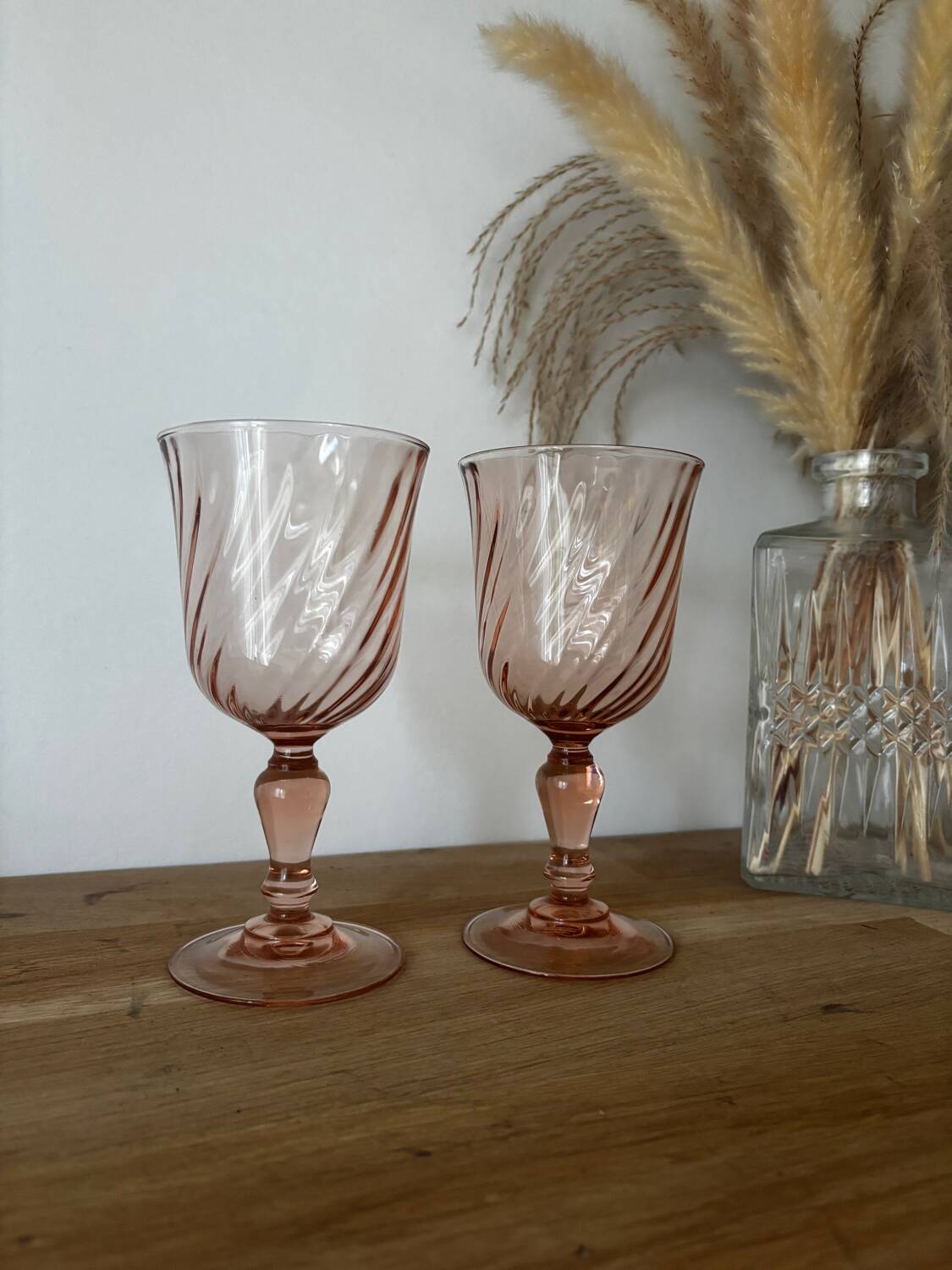 Vintage lot de 2 verres à pied (eau) Rosaline Luminarc