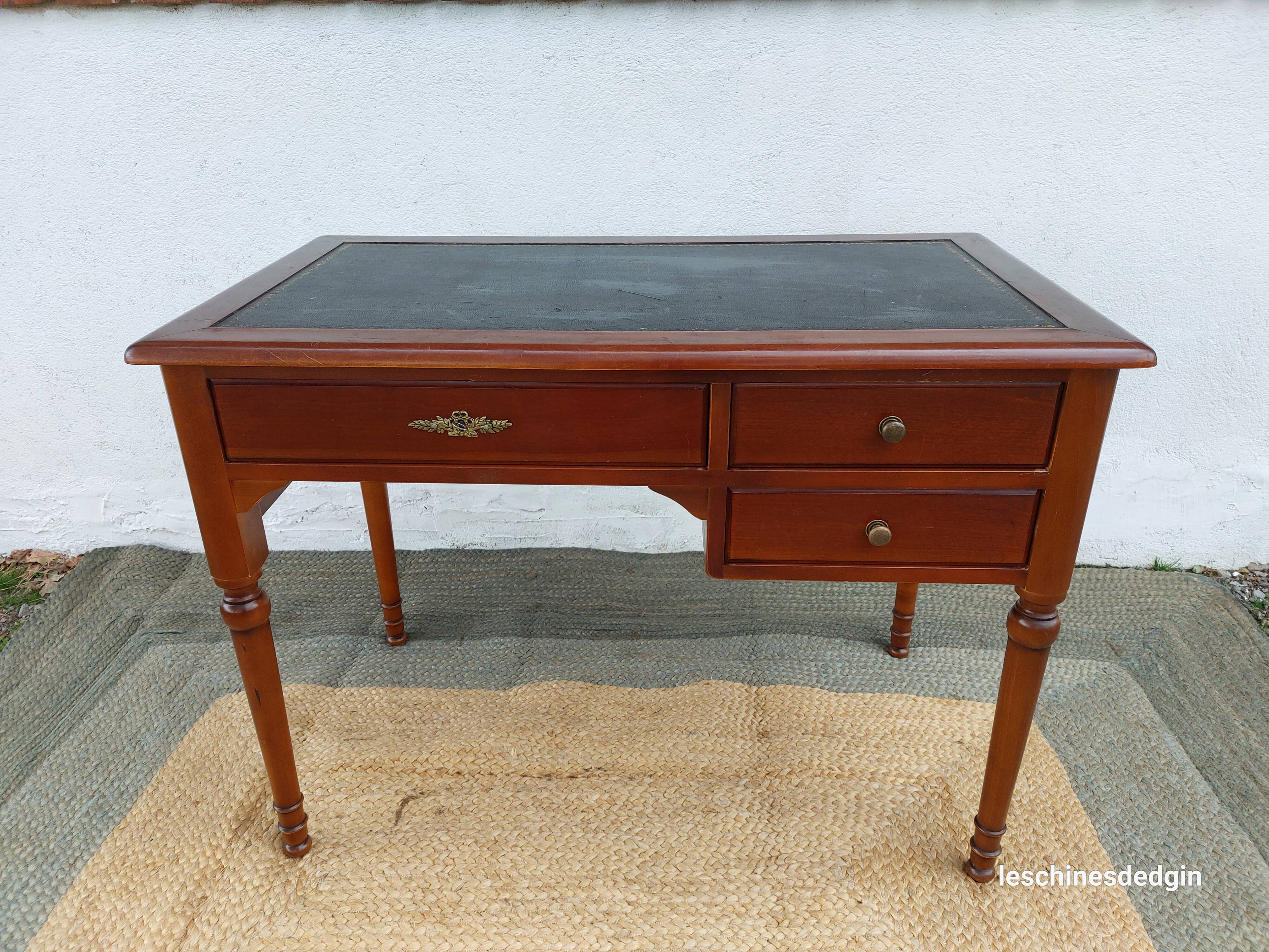 Black leather desk with extensions