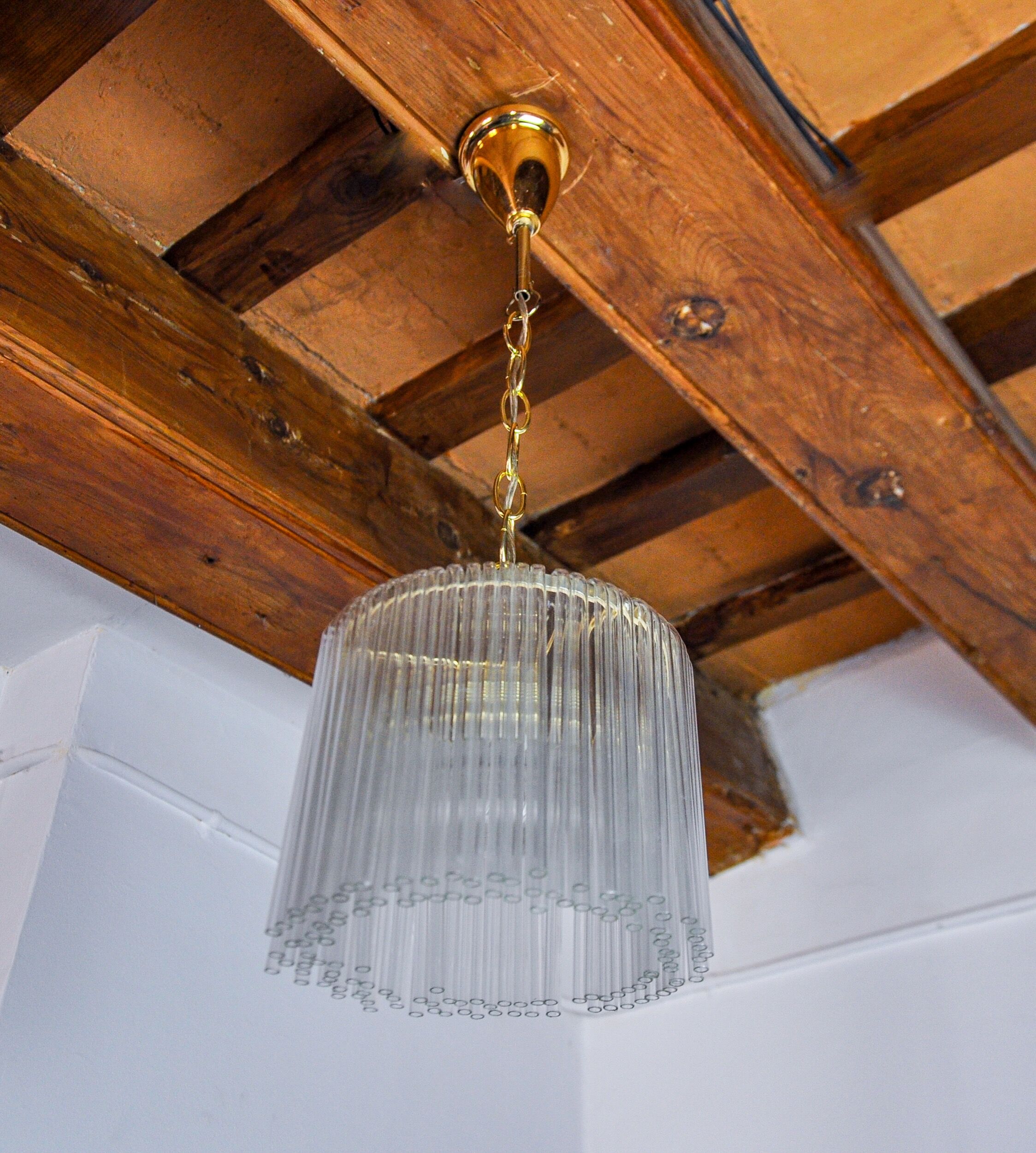 Venini pendant lamp, murano tubular glass, Italy, 1970