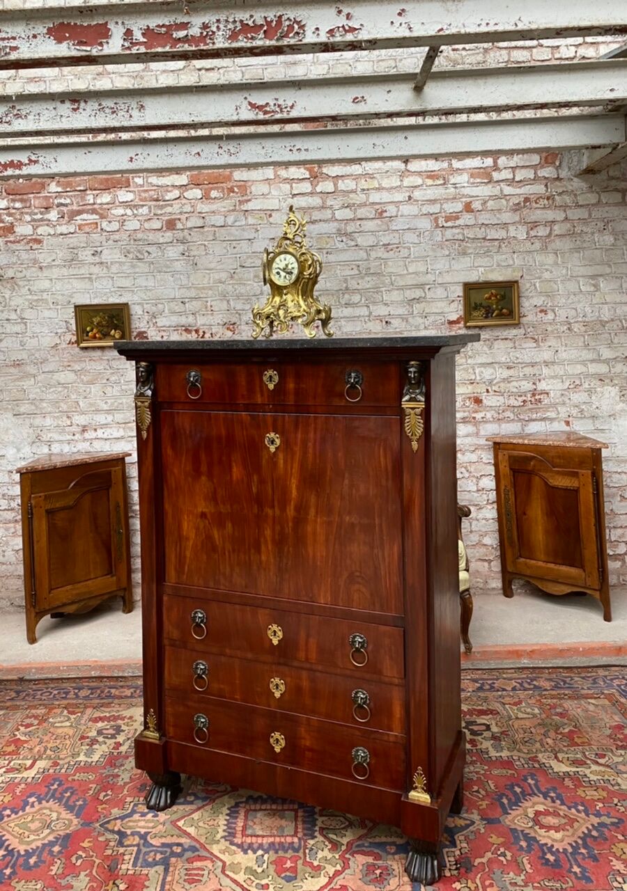Secretary in mahogany period empire stamped pierre benoît marcion early nineteenth century
