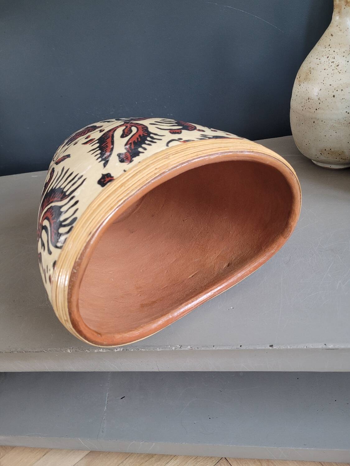 Terracotta and patterned canvas planter