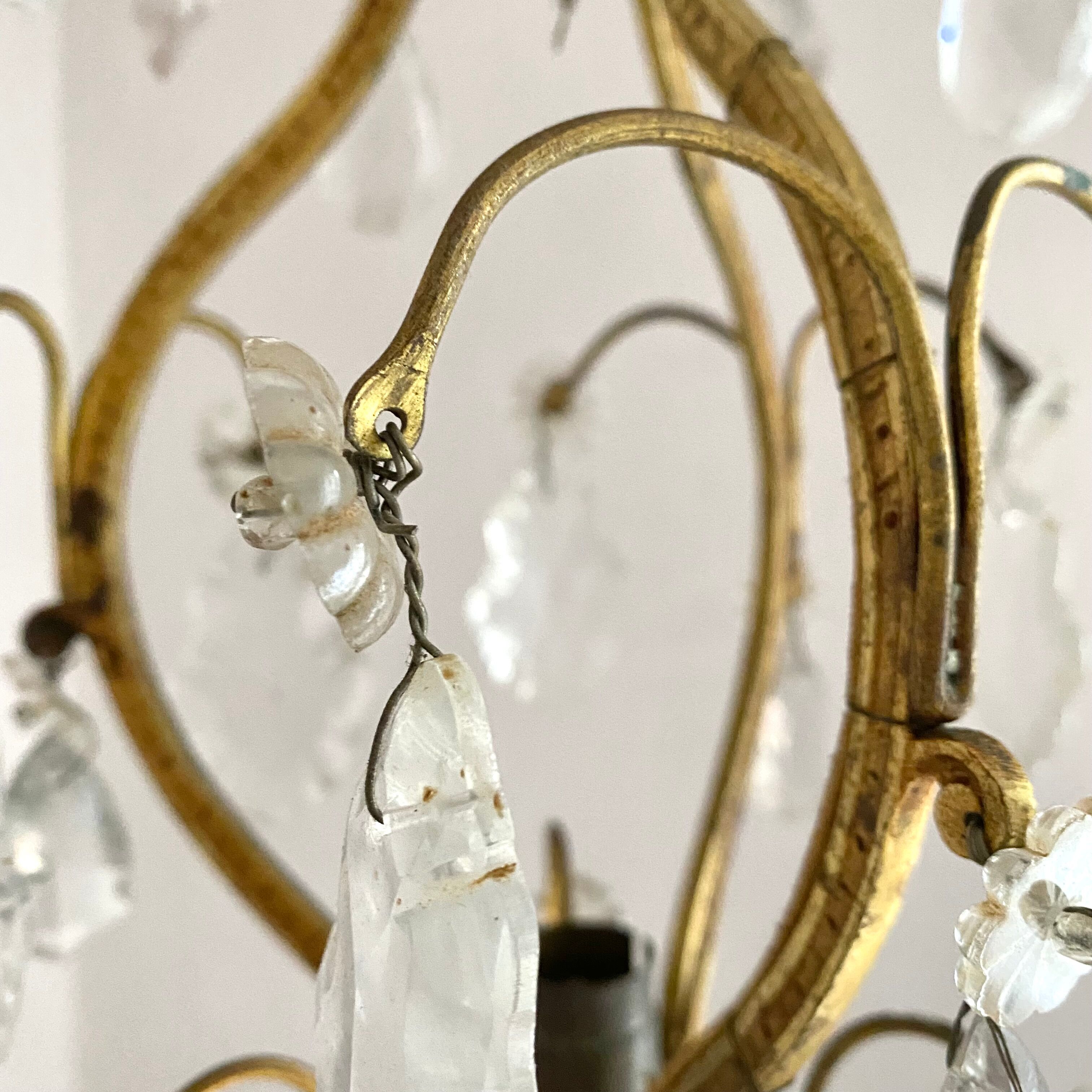 Lustre ancien pampilles en verre de murano