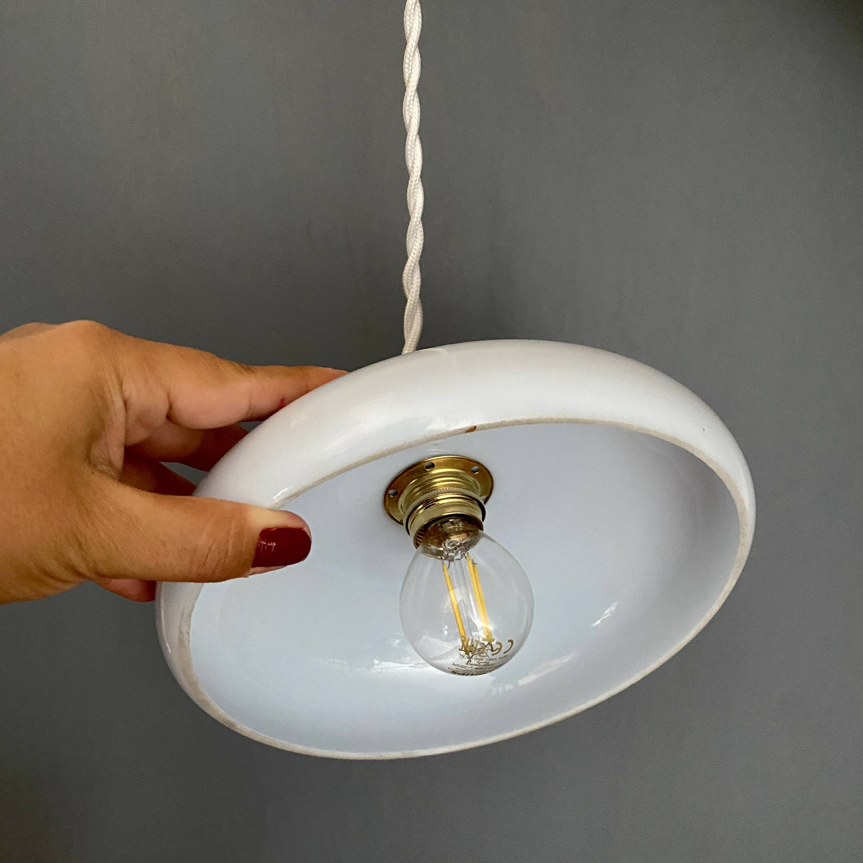 Vintage lampshade pendant light in blue opaline