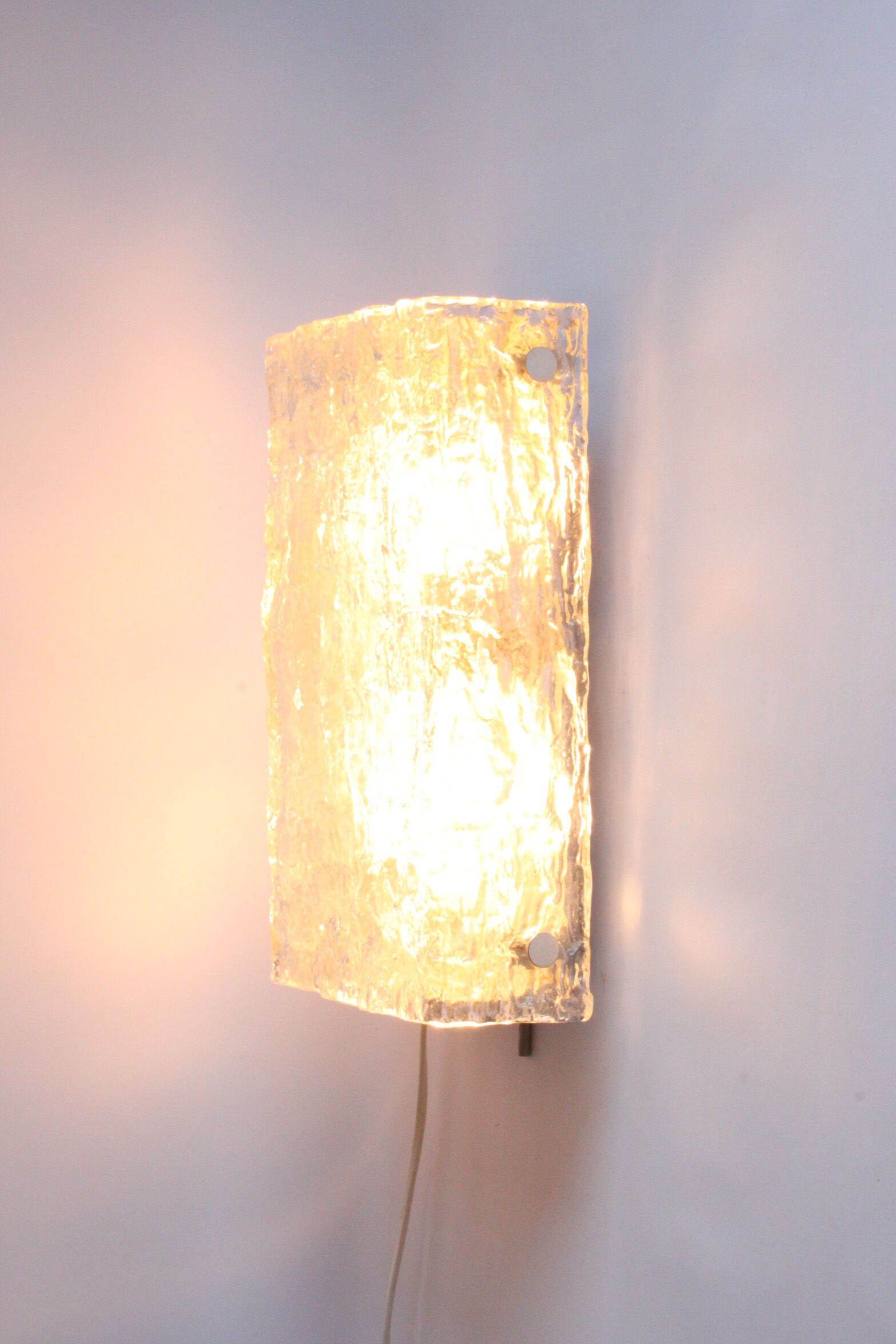 Ice glass wall sconce by Kaiser Leuchten, Germany 1960