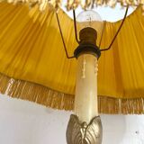 Lampe style Art Nouveau en métal doré et tissu plissé