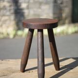 Vintage stool, wooden stool, tripod stool, brutalist, plant holder