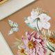 Vintage painting bouquet of peonies with butterflies 1890