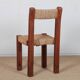 Rush seat chair in solid wood, French craftsmanship, 1950.