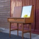 Vanity unit and its swivel armchair, Scandinavian furniture, desk, console, 50s