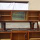 Large buffet with 2 bodies in walnut and marble