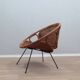 Mid century Italian design rattan and wicker scoop chair 1950s