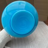 Blue opaline carafe vase with a transparent handle