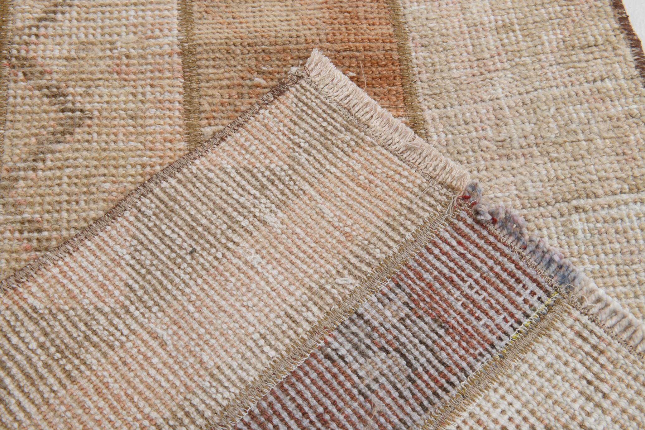 Red & Cream Long Turkish Vintage Runner Rug. 69x312Cm