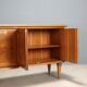 Vintage buffet in walnut veneer and burl, 1950s design.