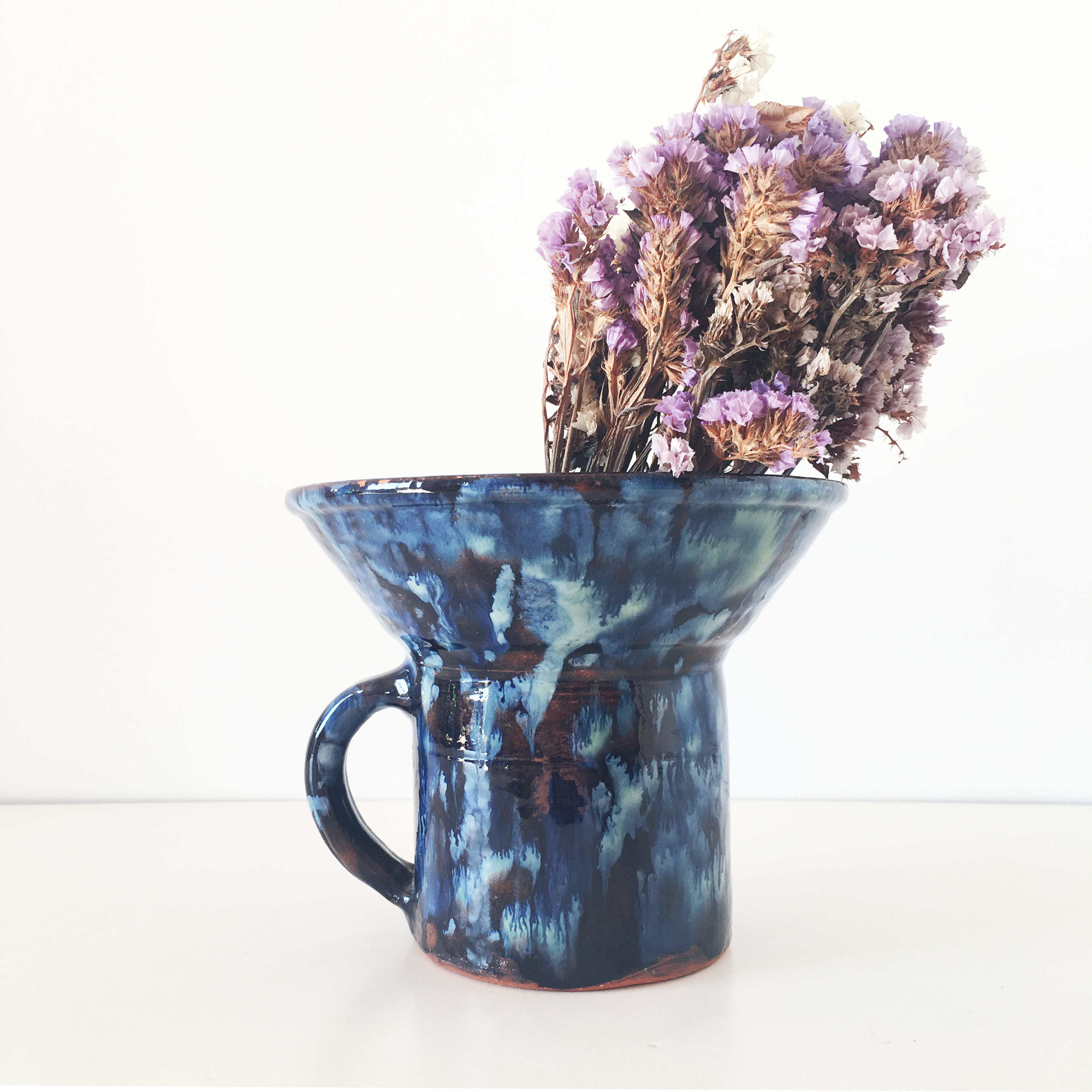 Vintage blue ceramic vase