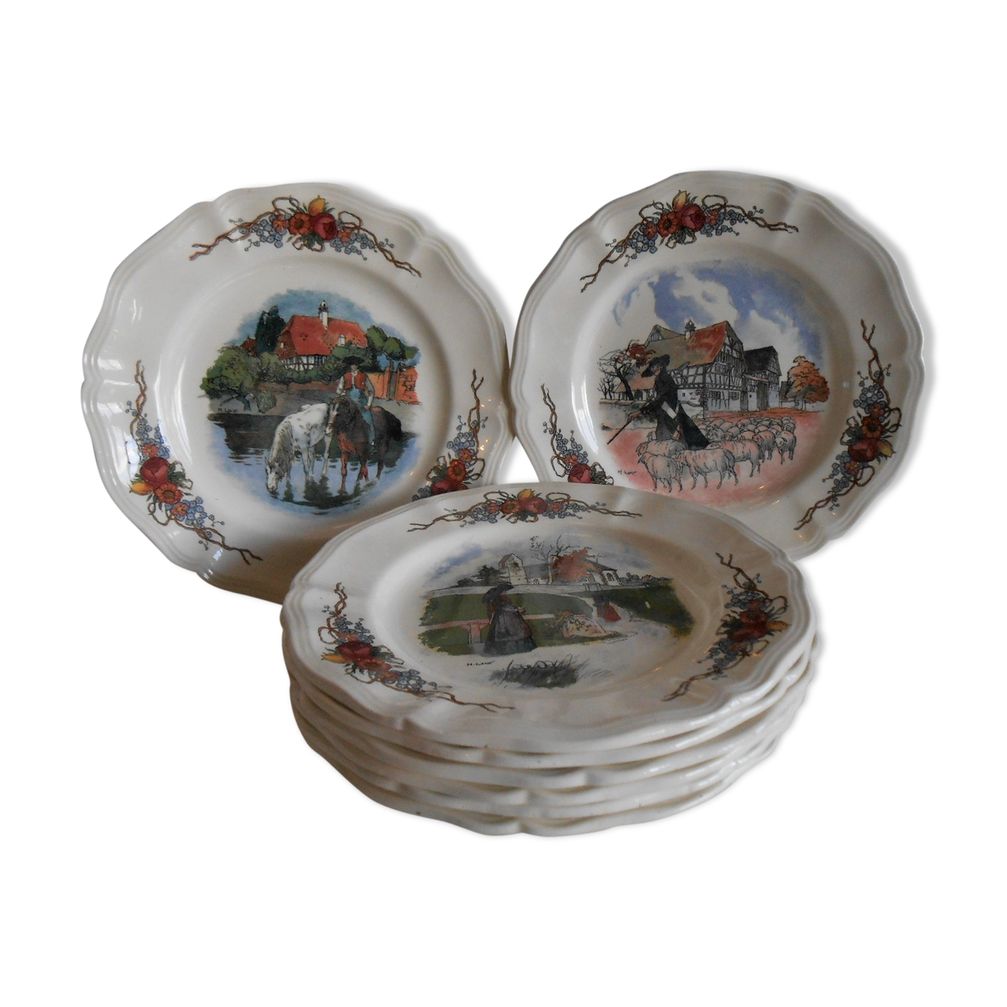 8 plates for dessert obernai Sarreguemines h.loux