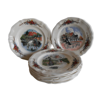 Set de 8 assiettes a dessert obernai Sarreguemines h.loux