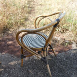Ensemble de 6 fauteuils bistrot de terrasse en rotin type "parisienne".