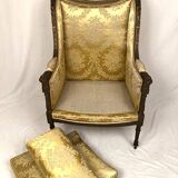 Louis XVI style bergère in green-bronze lacquered wood