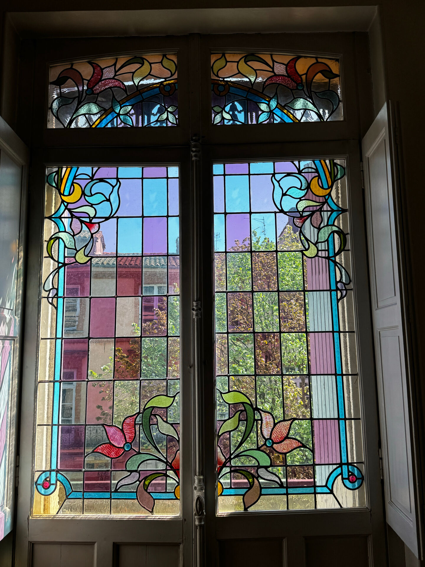 Window doors stained glass