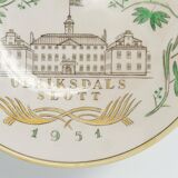 Swedish Grace Plates with Ulriksdal Palace in Yellow and Green by Gefle 1951