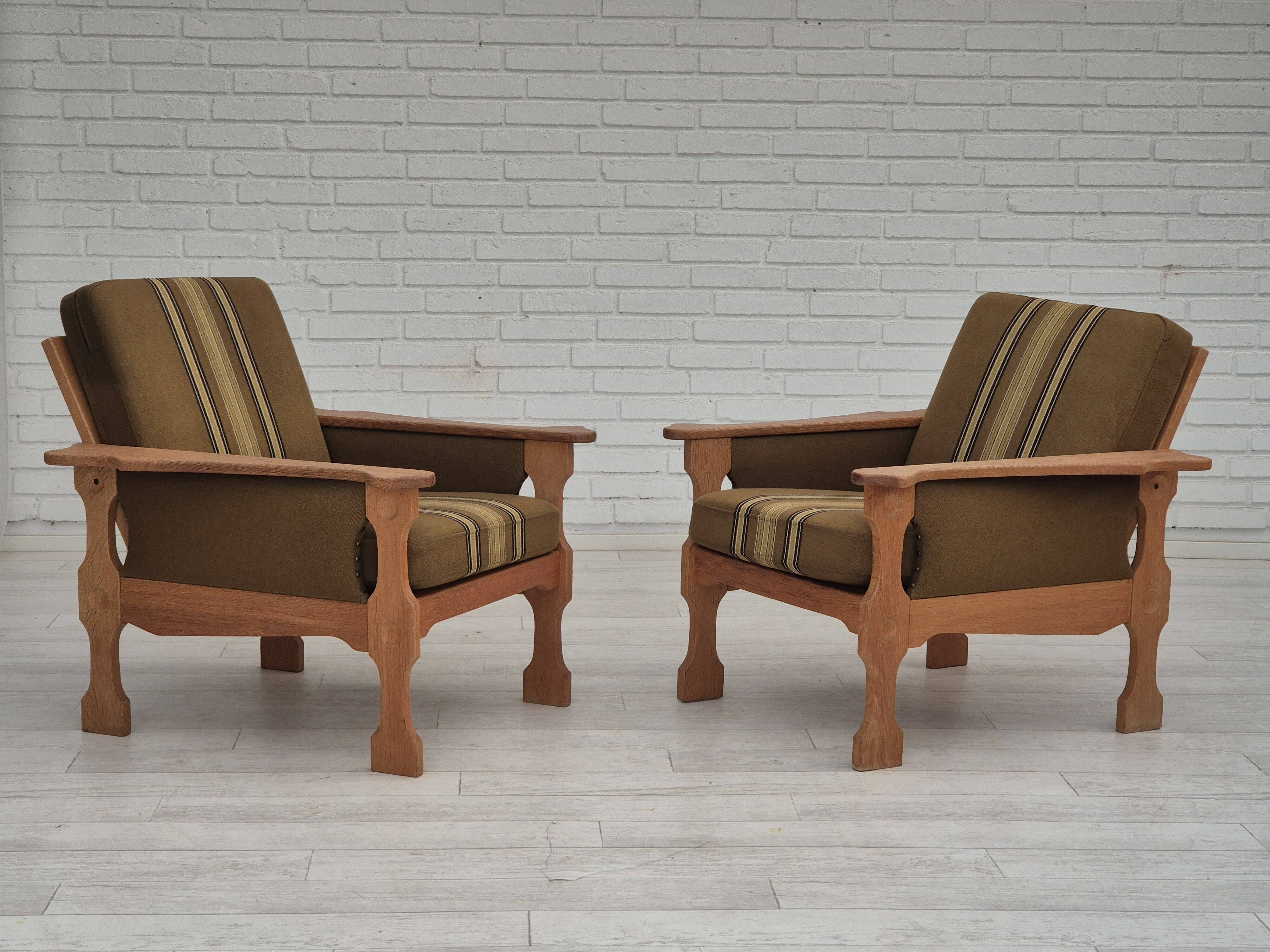 1970s, Danish design, club chair, original very good condition, furniture wool fabric.