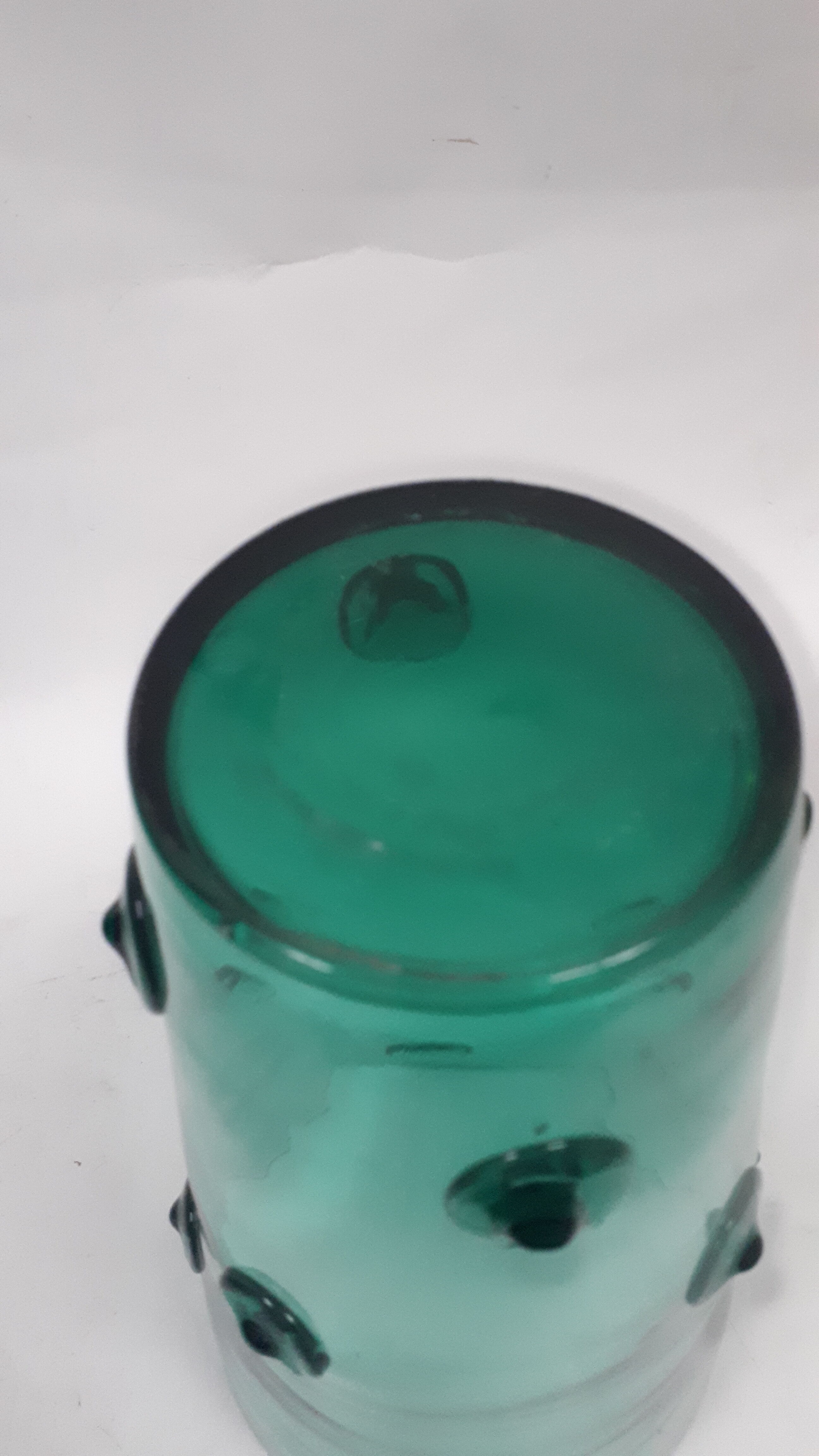 large vase glass vintage style Murano 1970 1980 green transparent relief decoration