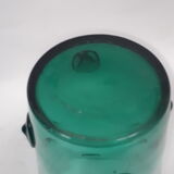large vase glass vintage style Murano 1970 1980 green transparent relief decoration