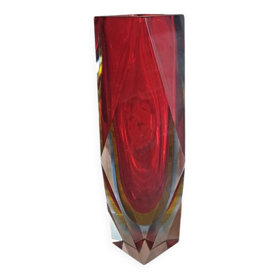 Murano sommerso vase diamant tres bon etat 21cm ancien vintage verre