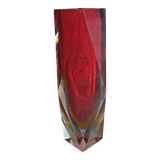Murano sommerso diamond vase very good condition 21cm old vintage glass